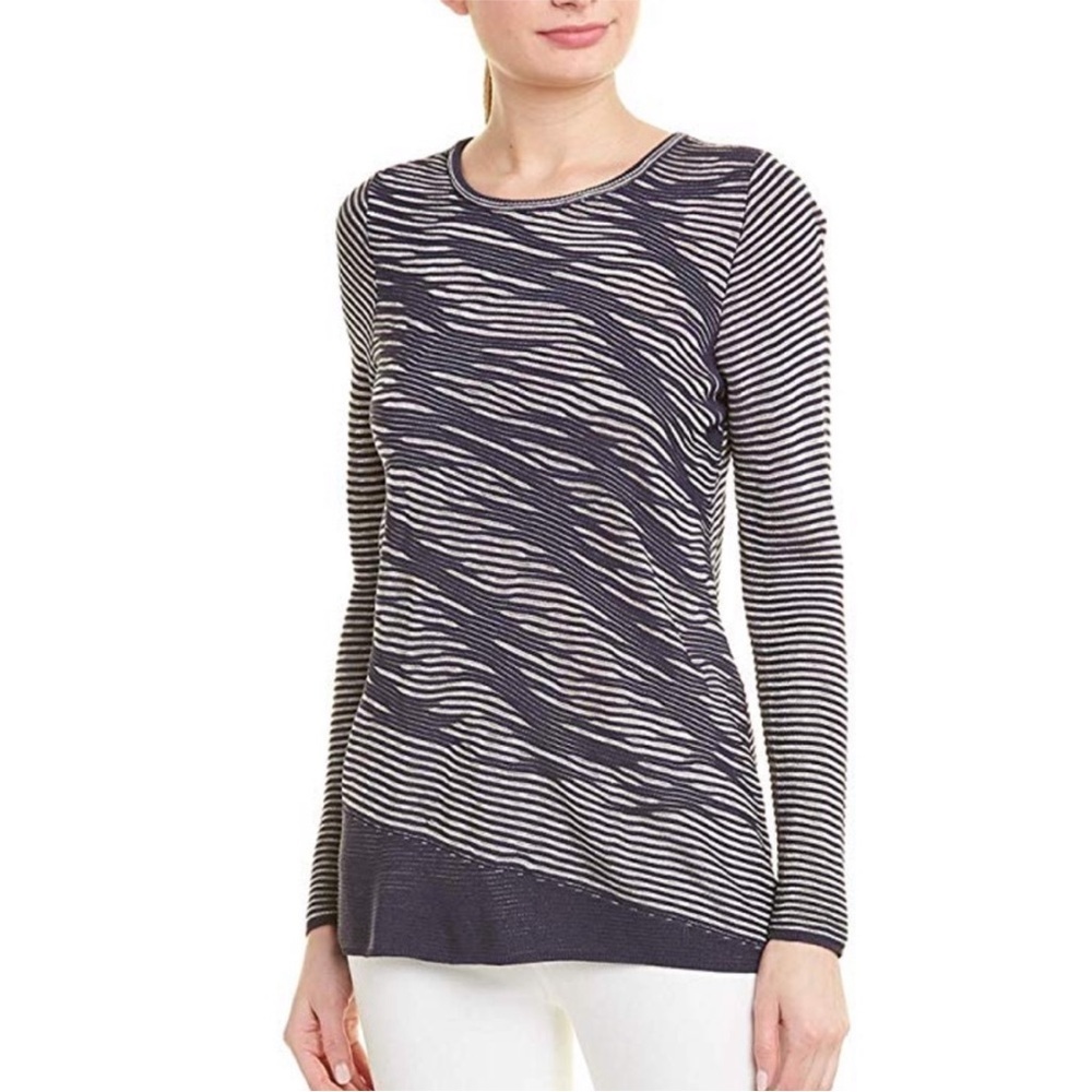 Nic+Zoe | Blue‎ & Grey Textured Zebra Sweater | Plus Size (Est. 3X)